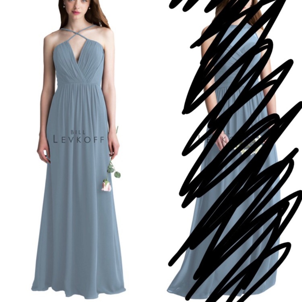 Bill Levkoff Bridesmaid Full Length Dress in Slate